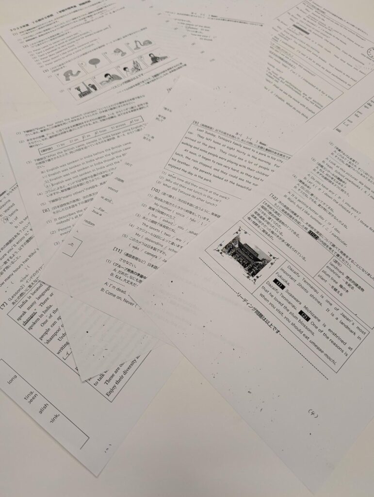 福岡上智中学3年
の定期テストの英語